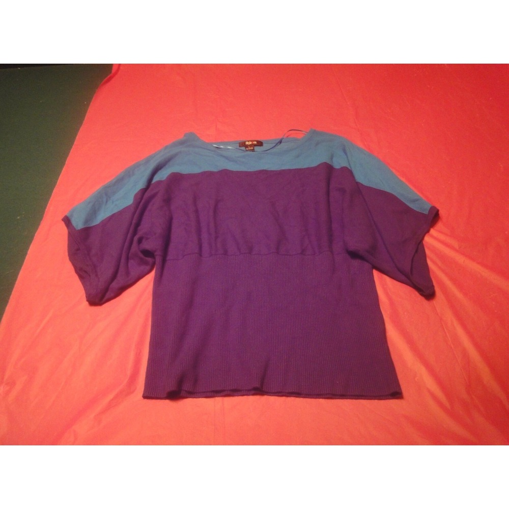Style & CO womens L blues‎ stretch sweater shirt top